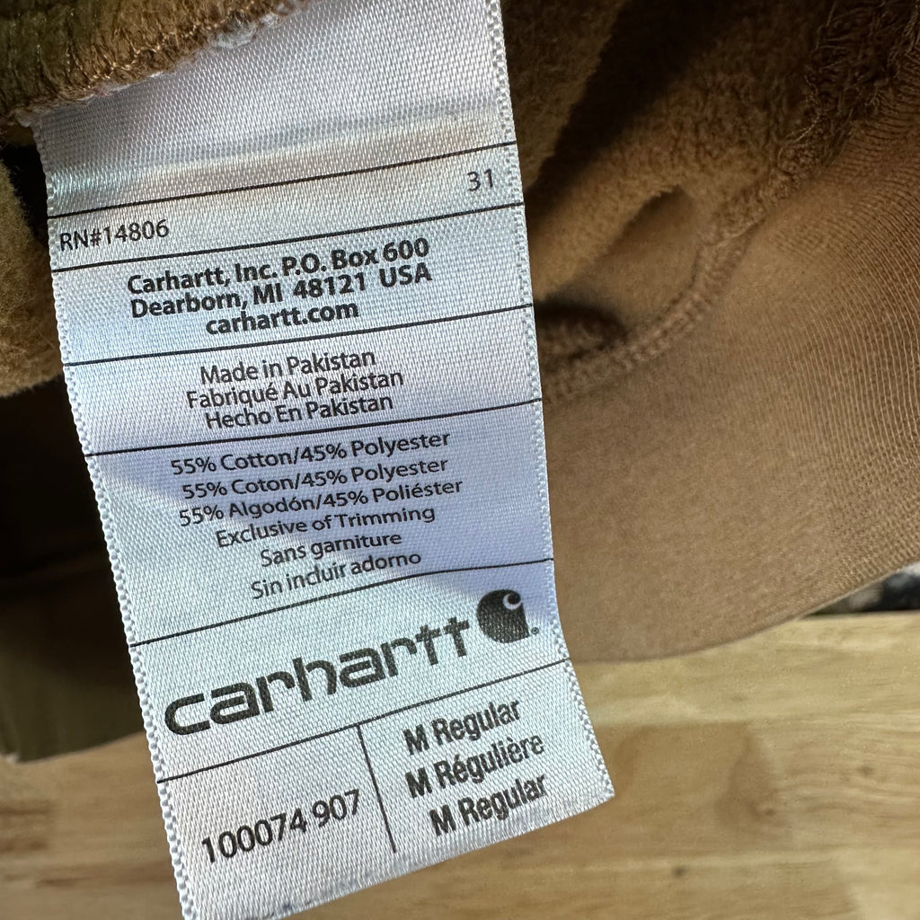Carhartt Hoodie Sweatshirt Brown Mens Size Medium Original Fit Spellout