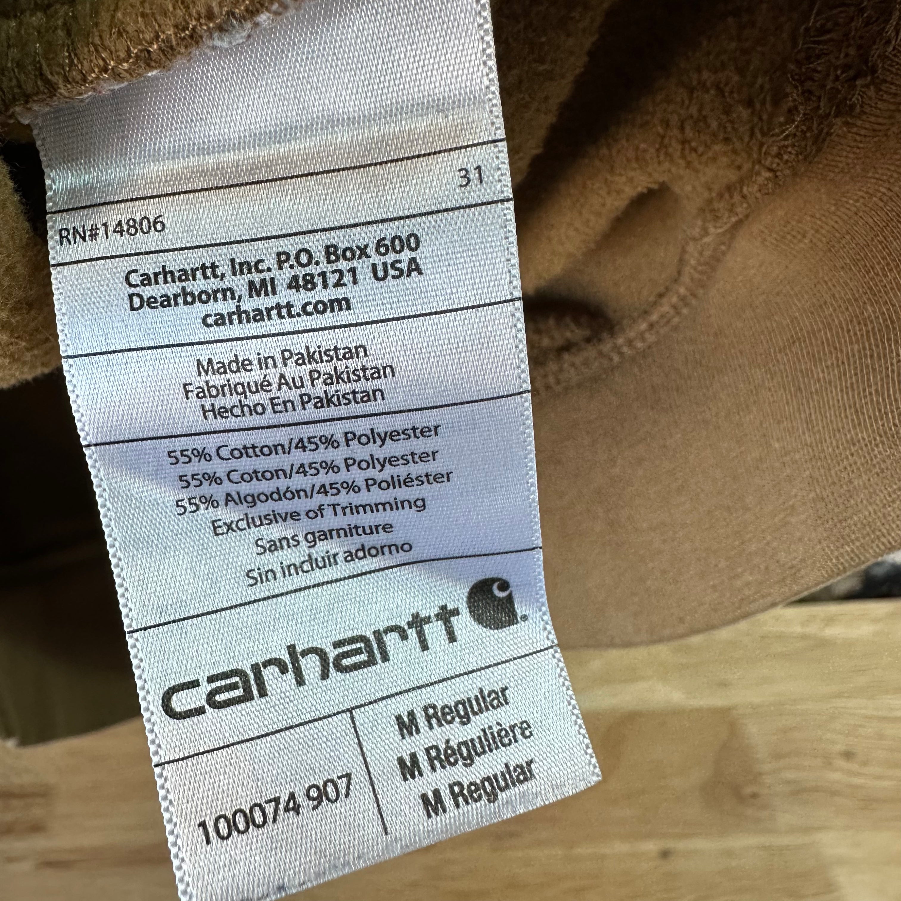 Carhartt Hoodie Sweatshirt Brown Mens Size Medium Original Fit Spellout