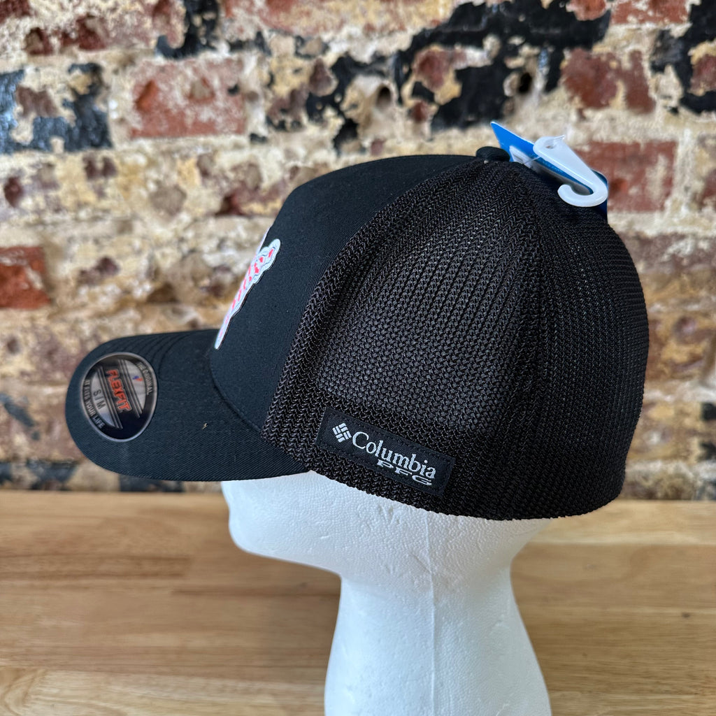 Columbia PHG Hat S/M Black USA Flag Fish Mesh back Logo NWT