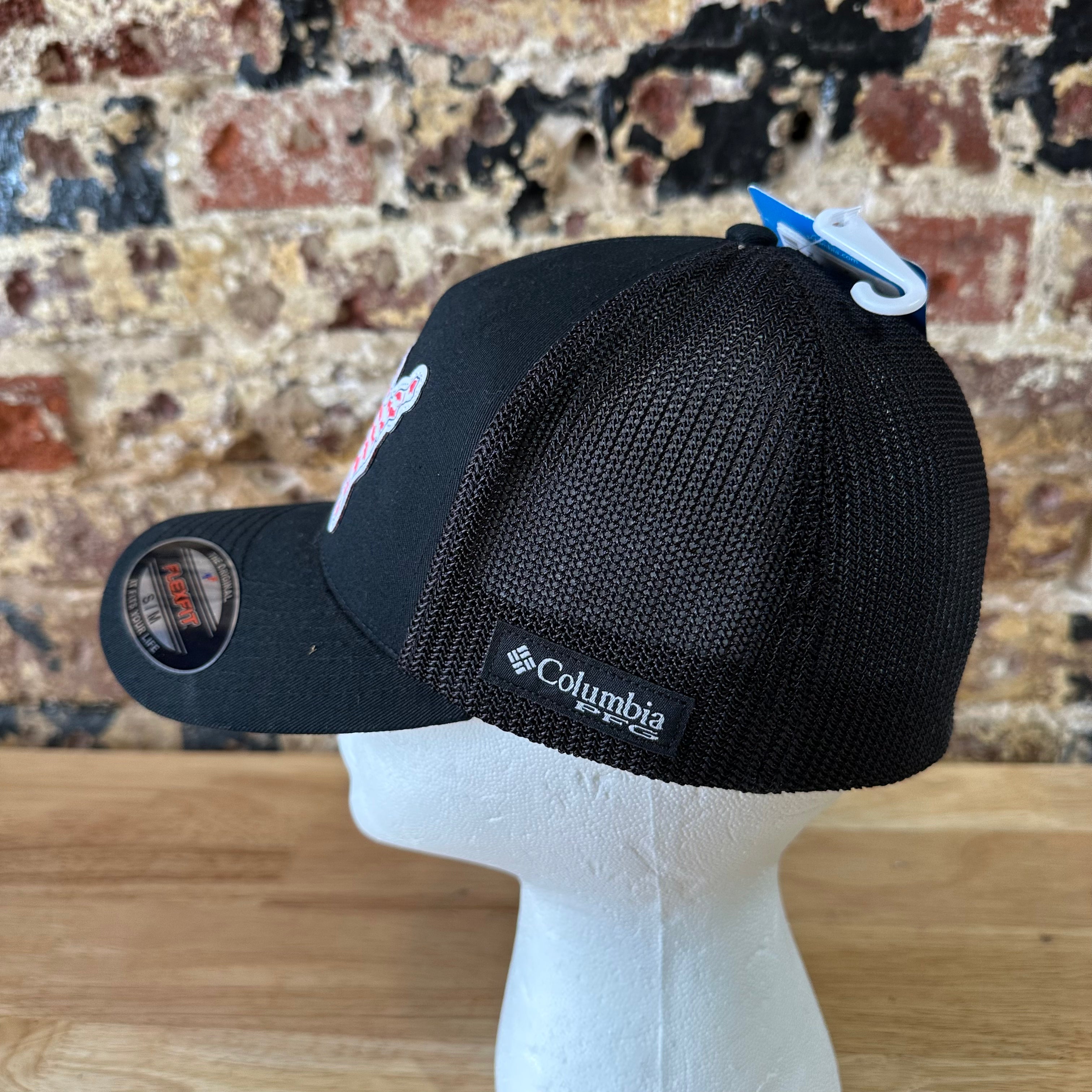 Columbia PHG Hat S/M Black USA Flag Fish Mesh back Logo NWT