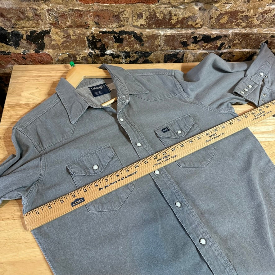 Wrangler Mens 17-35 Gray L/S Button Up