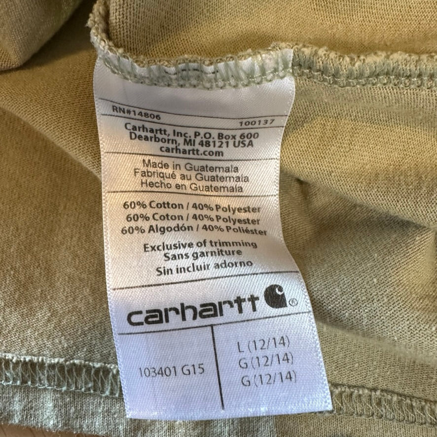 Carhartt Crew Neck T-Shirt Womens Large Original Fit Long Sleeve Work Green