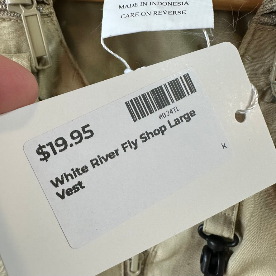 White River Fly Shop Fishing Vest Tan Multi-Pocket Utility Outdoor Size L