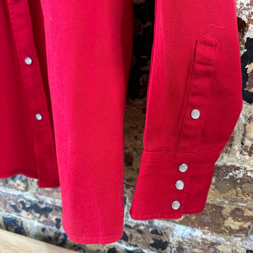 Marlboro Button Up Shirt Mens Small Western Long Sleeve Red