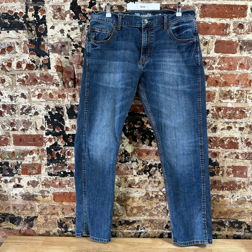 Wrangler Jeans Mens 36x32 Blue Retro Slim Straight Denim Western Cowboy