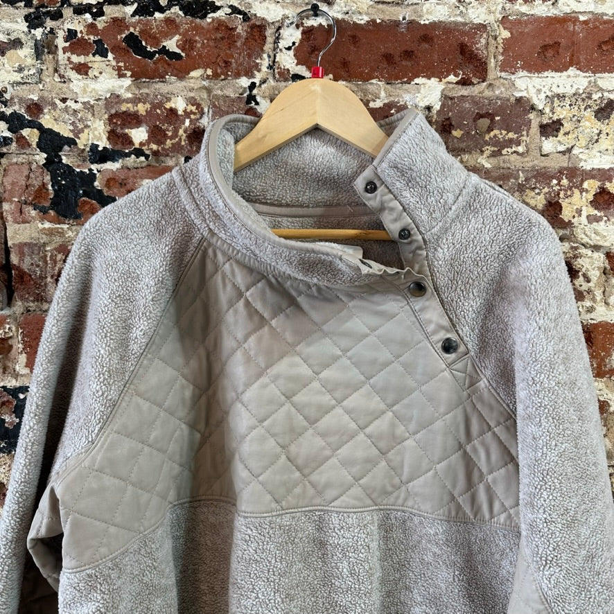 Abercrombie Fitch Women’s Asymmetrical Snap Fleece Tan Beige Large Sherpa