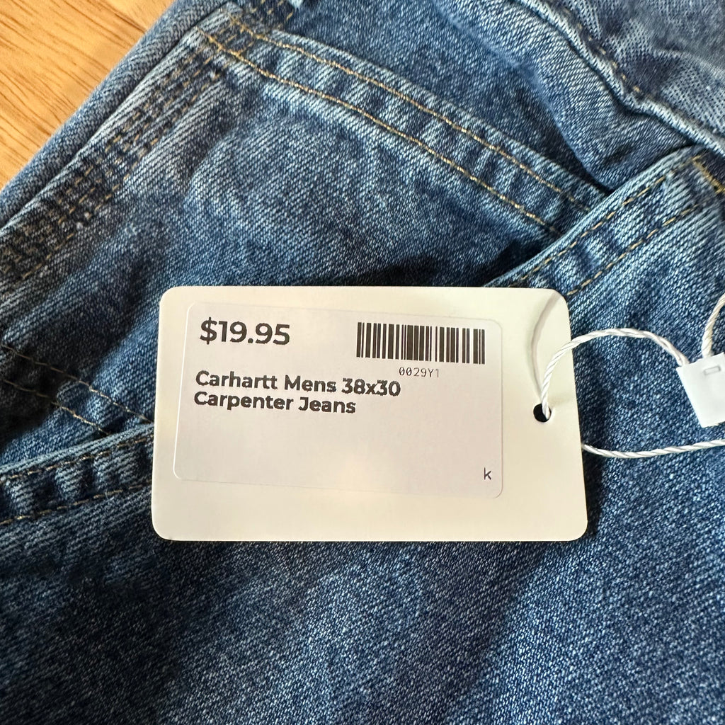 Carhartt Mens 38x30 Blue Jeans
