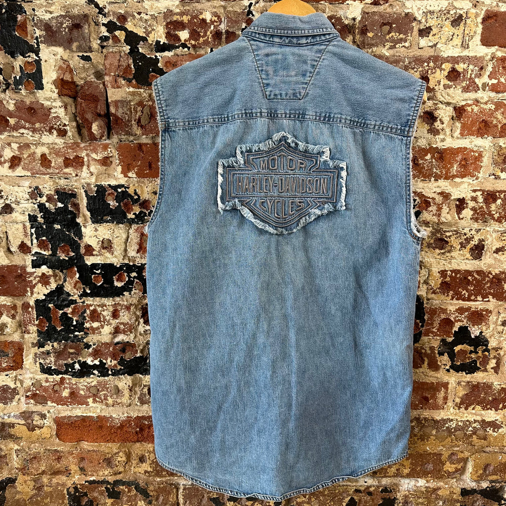 Harley Button Up Shirt Mens Small Sleeveless