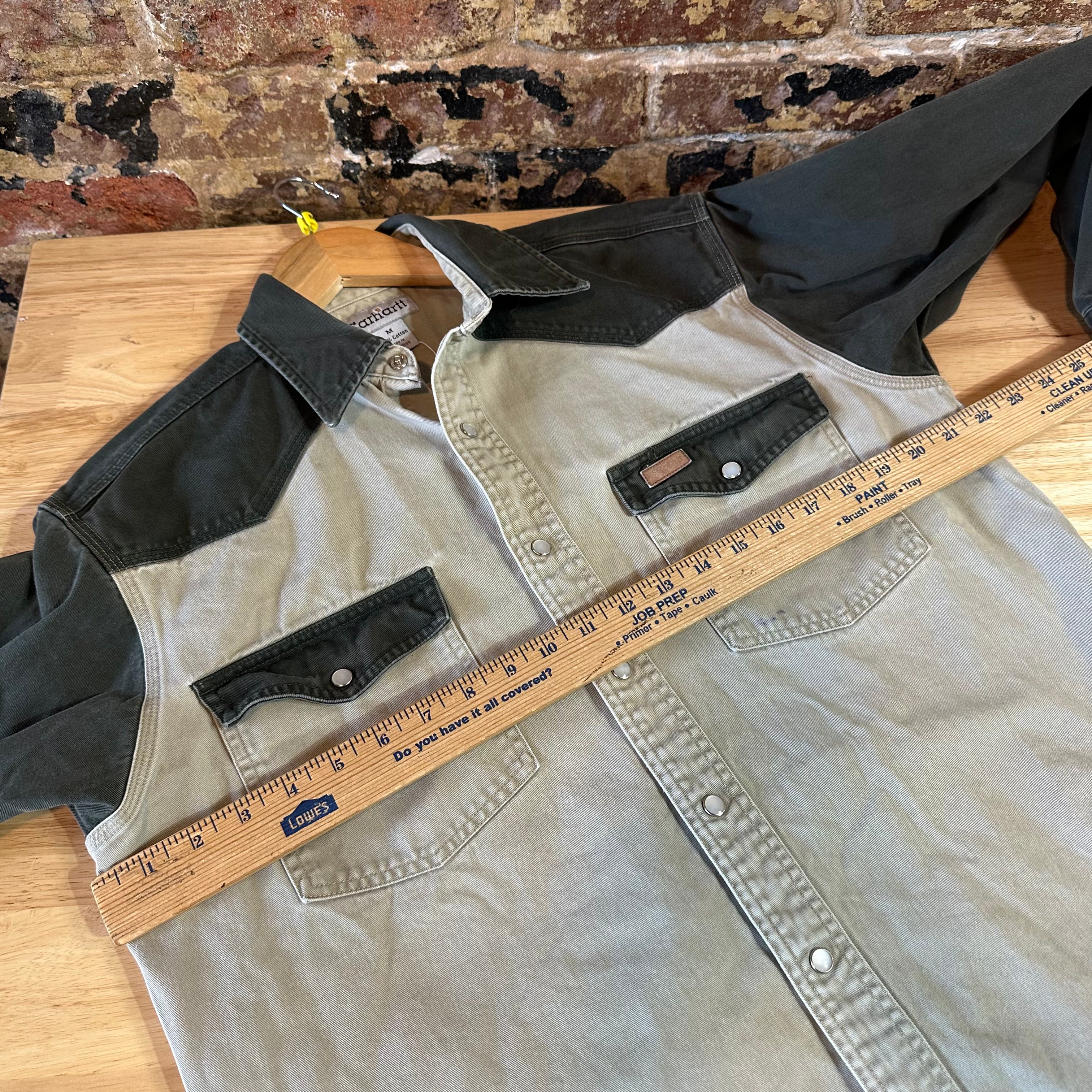 Carhartt Mens Medium Green Tan Western Shirt
