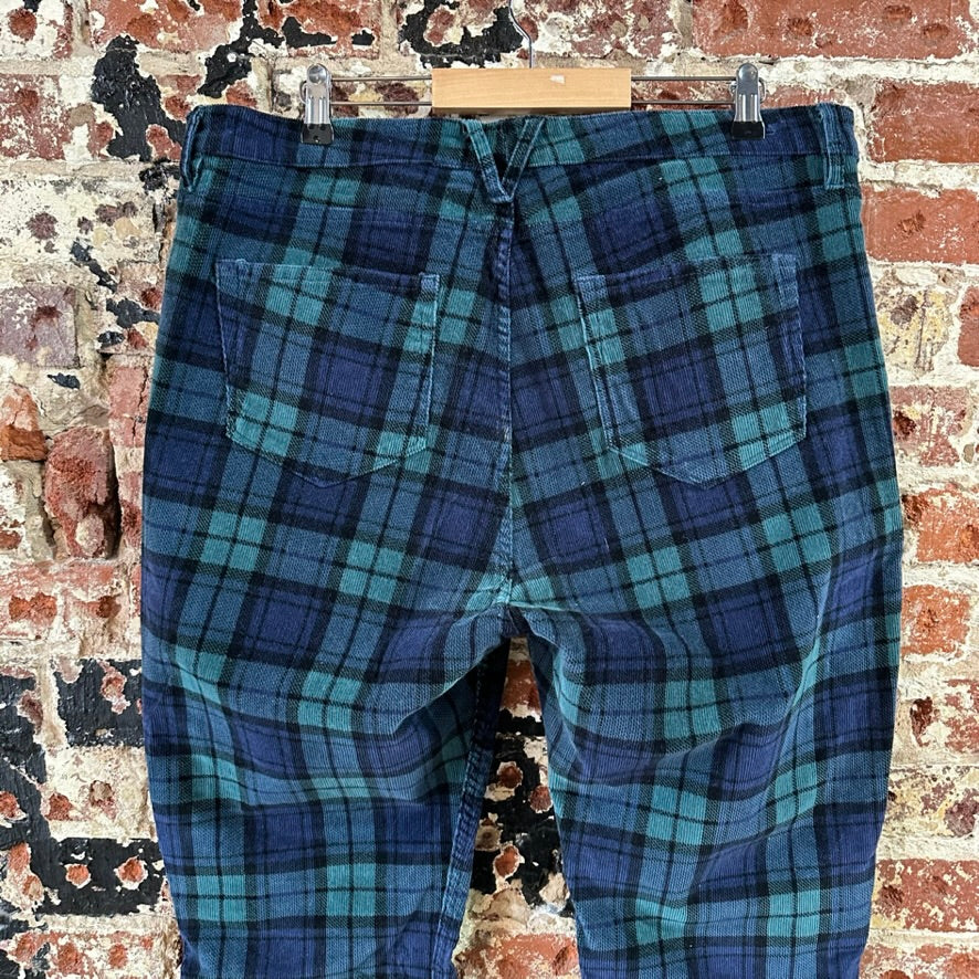 Vineyard Vines Straight Crop Women’s 33 Corduroy Pants Plaid Blue Green Holiday