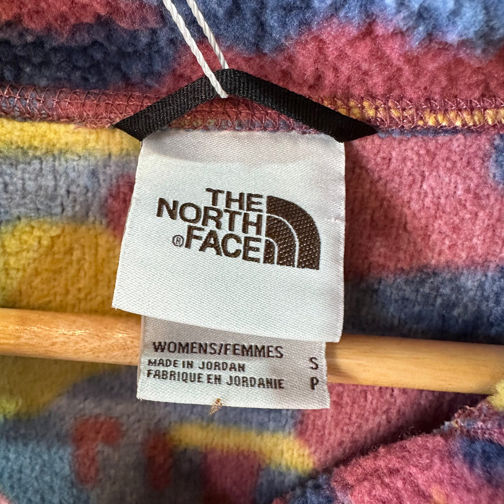 The North Face Womens Cragmont 1/4 Fleece Pullover Small Camo Blue Yellow Mauve