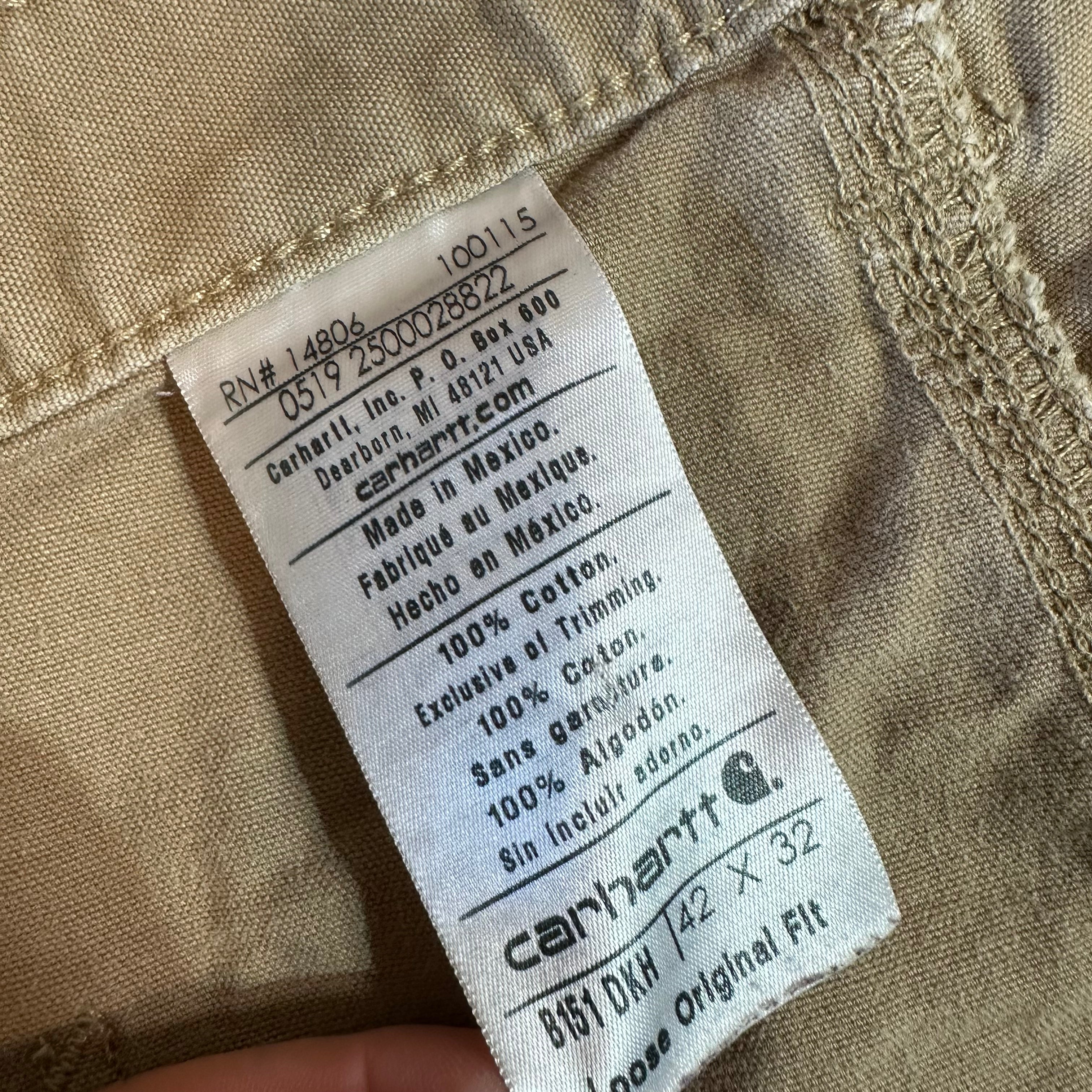 Carhartt B151 Mens 42x34 Tan Pants