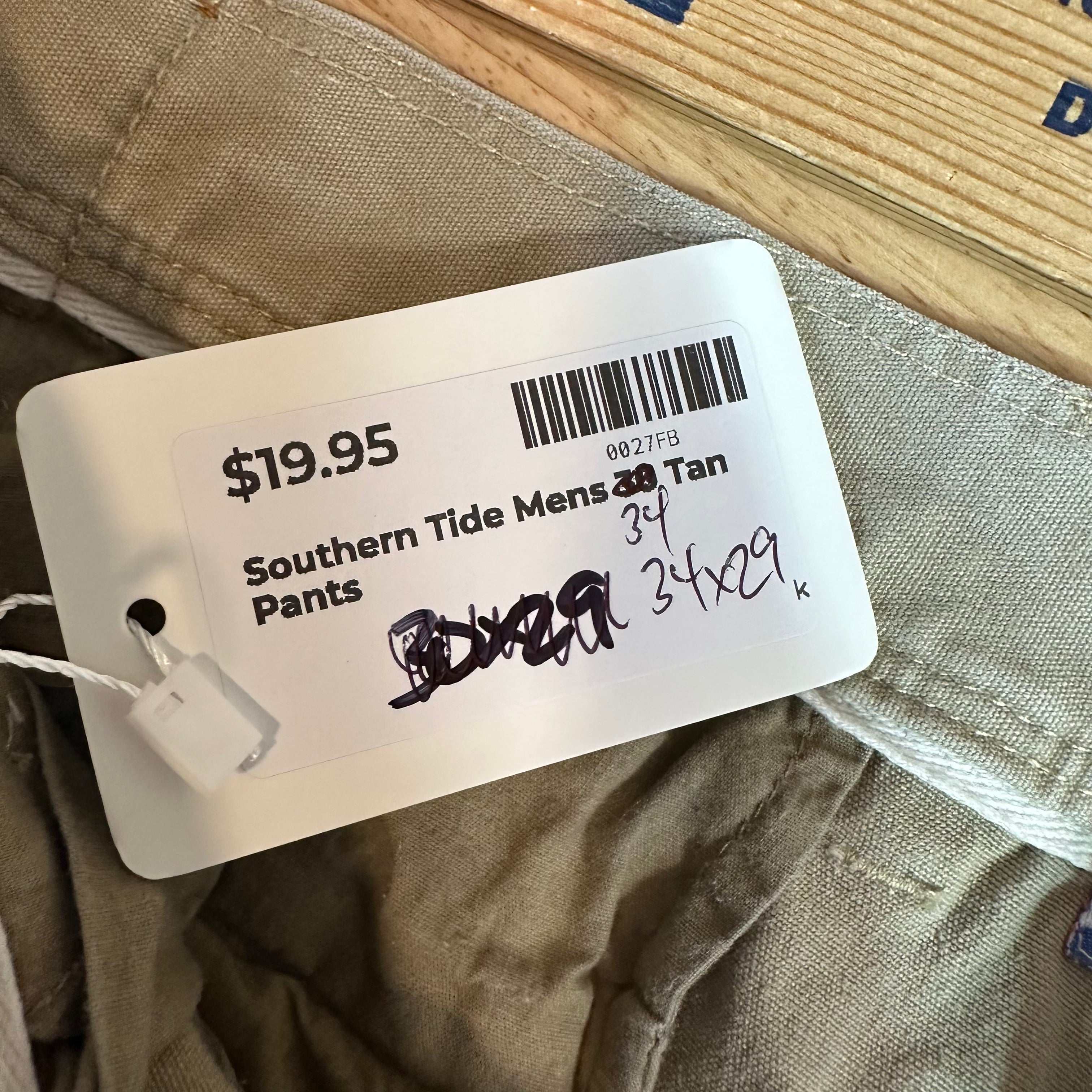 Southern Tide Mens 34x29 Tan Pants