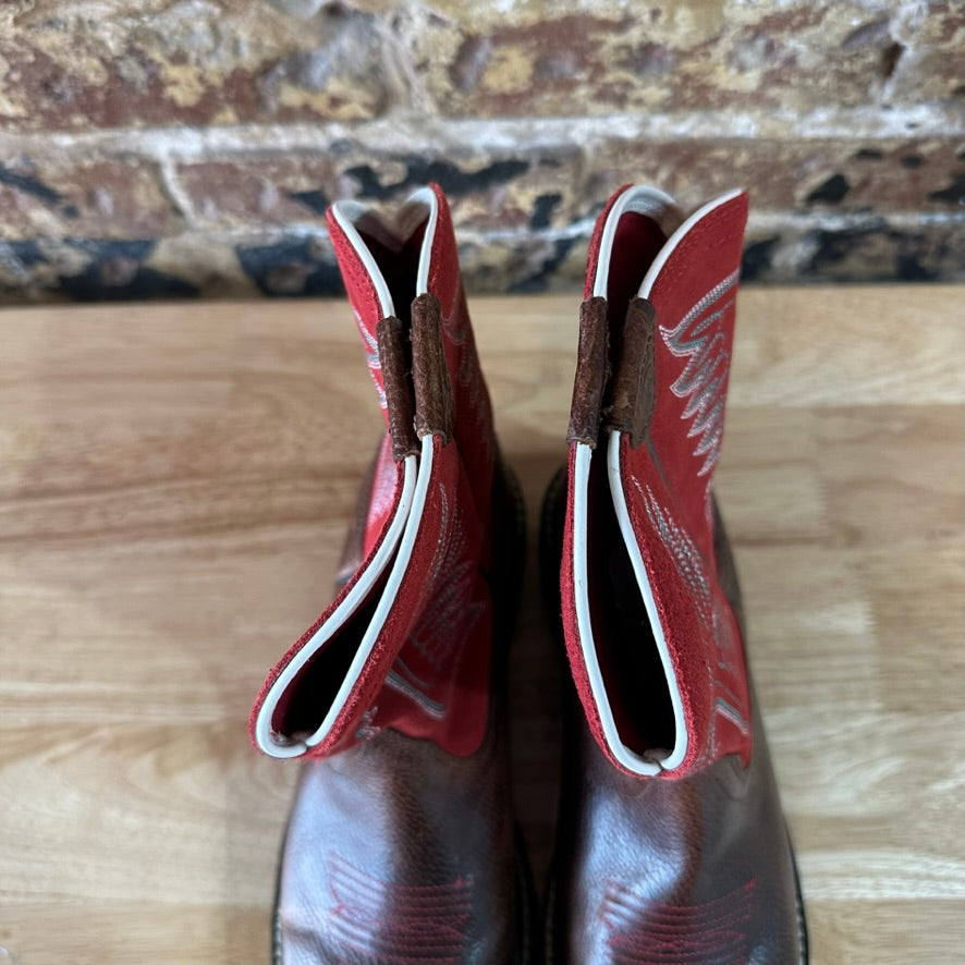 Women's Ariat Cowboy Boots Style 10010924 Brown Red Uppers Blue Stitch Size 10 B