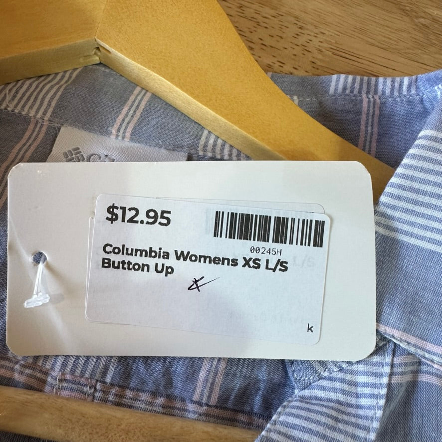 Columbia Womens XS Long Sleeve Casual Shirt Button Up Blue White
