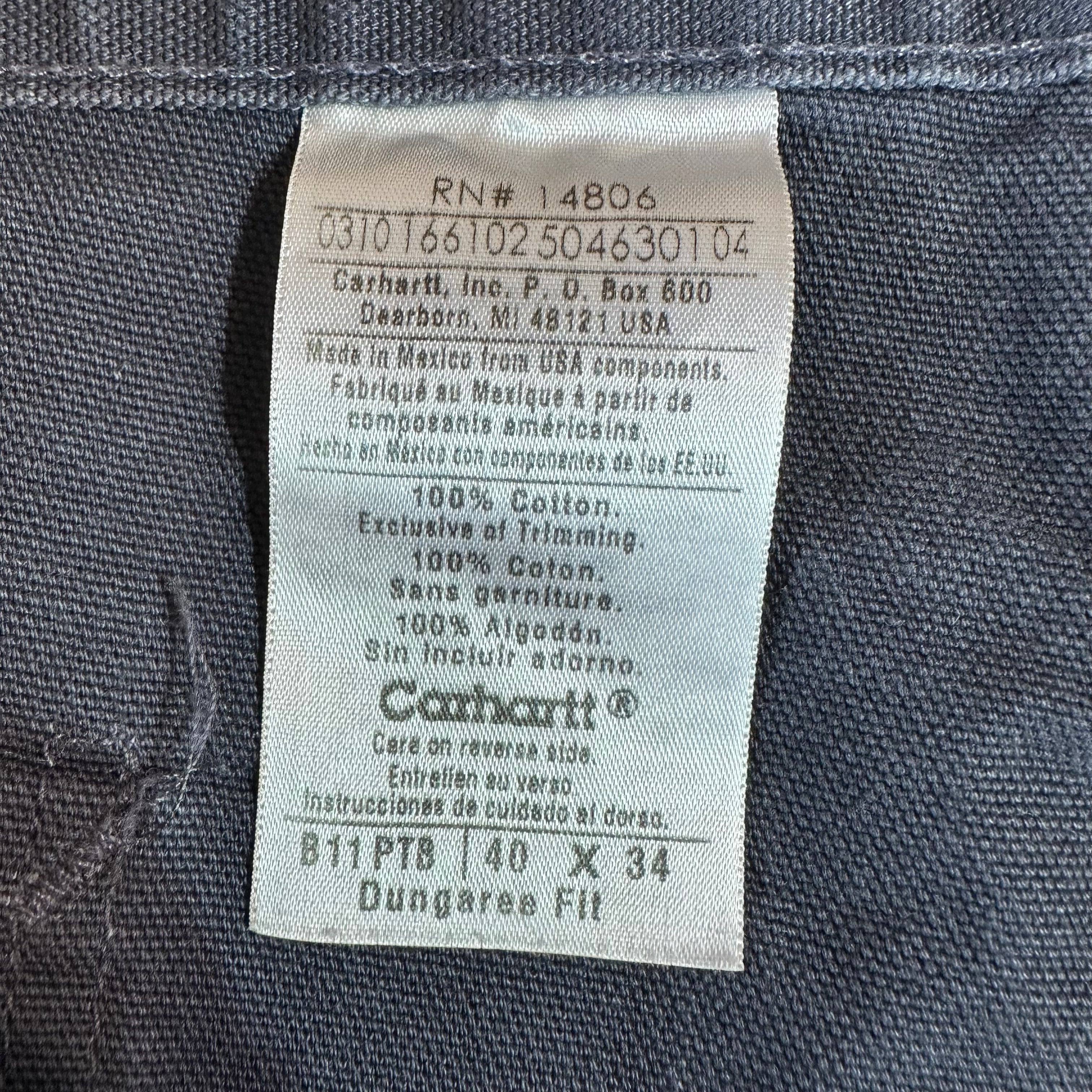 Carhartt B11 PTB Mens 40x34 Pants