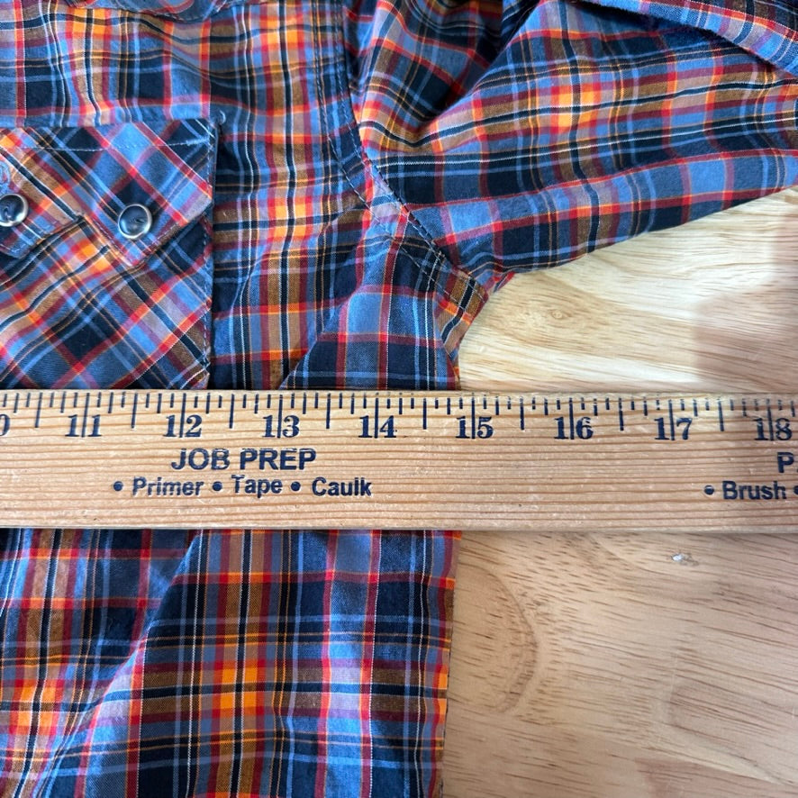 Wrangler Shirt Boys Small Button Up Youth Rodeo Cowboy Western Long Sleeve Blue