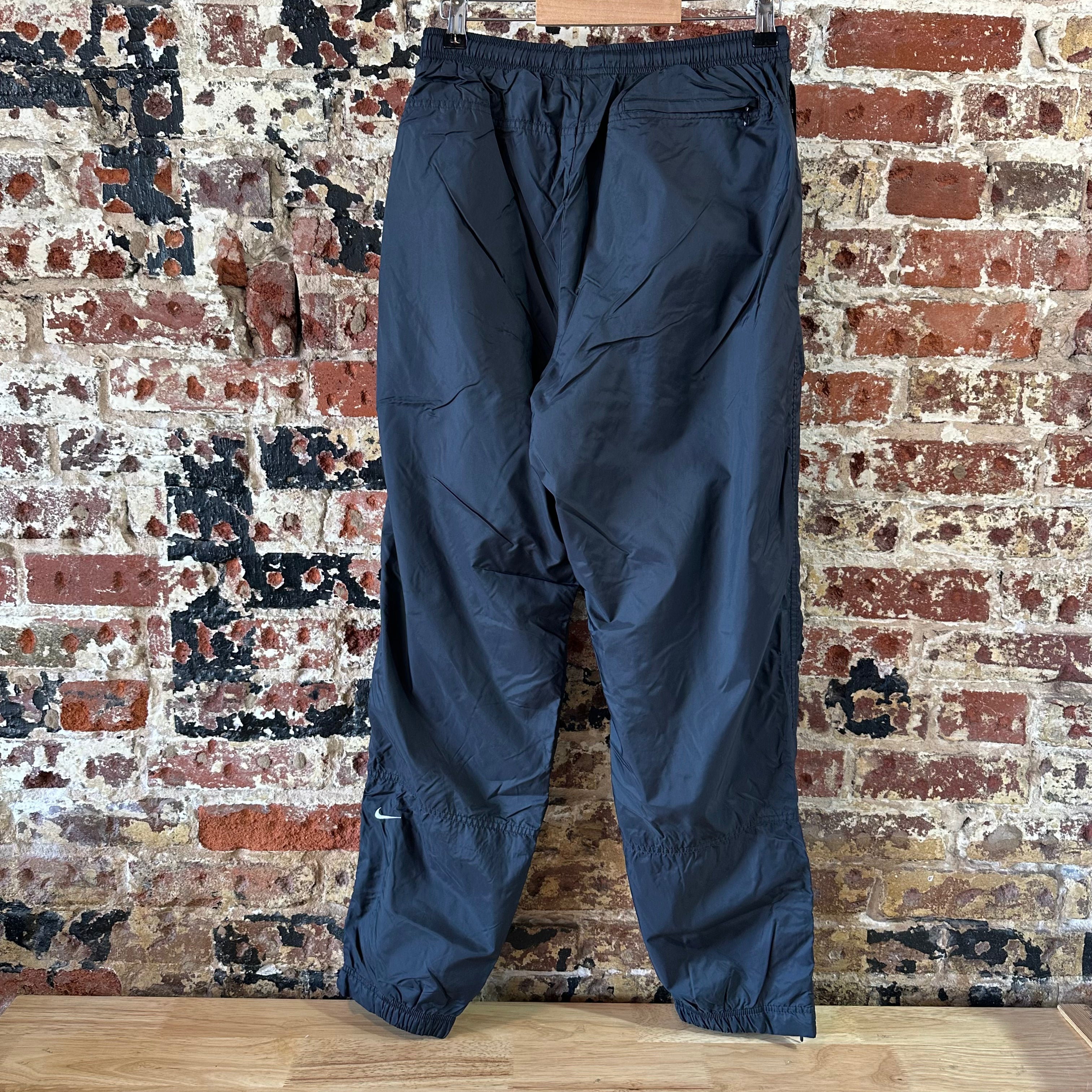 VTG Nike Pants Womens Med Black Track Windbreaker Gym Jogger Workout Running Y2K