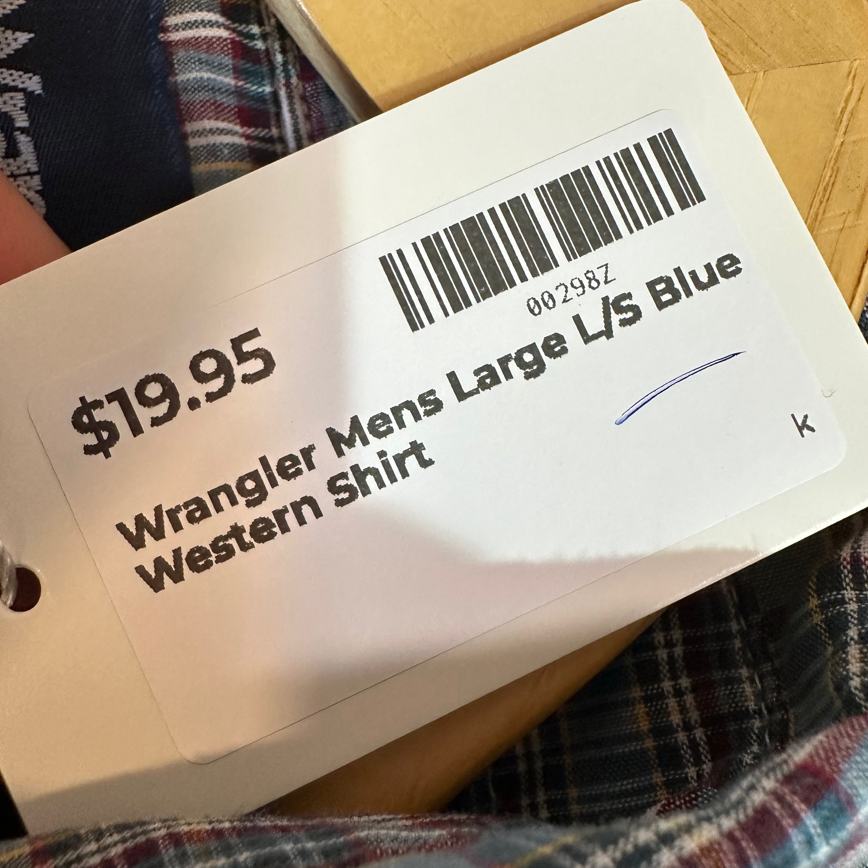 Wrangler Men's Large Plaid Western Shirt