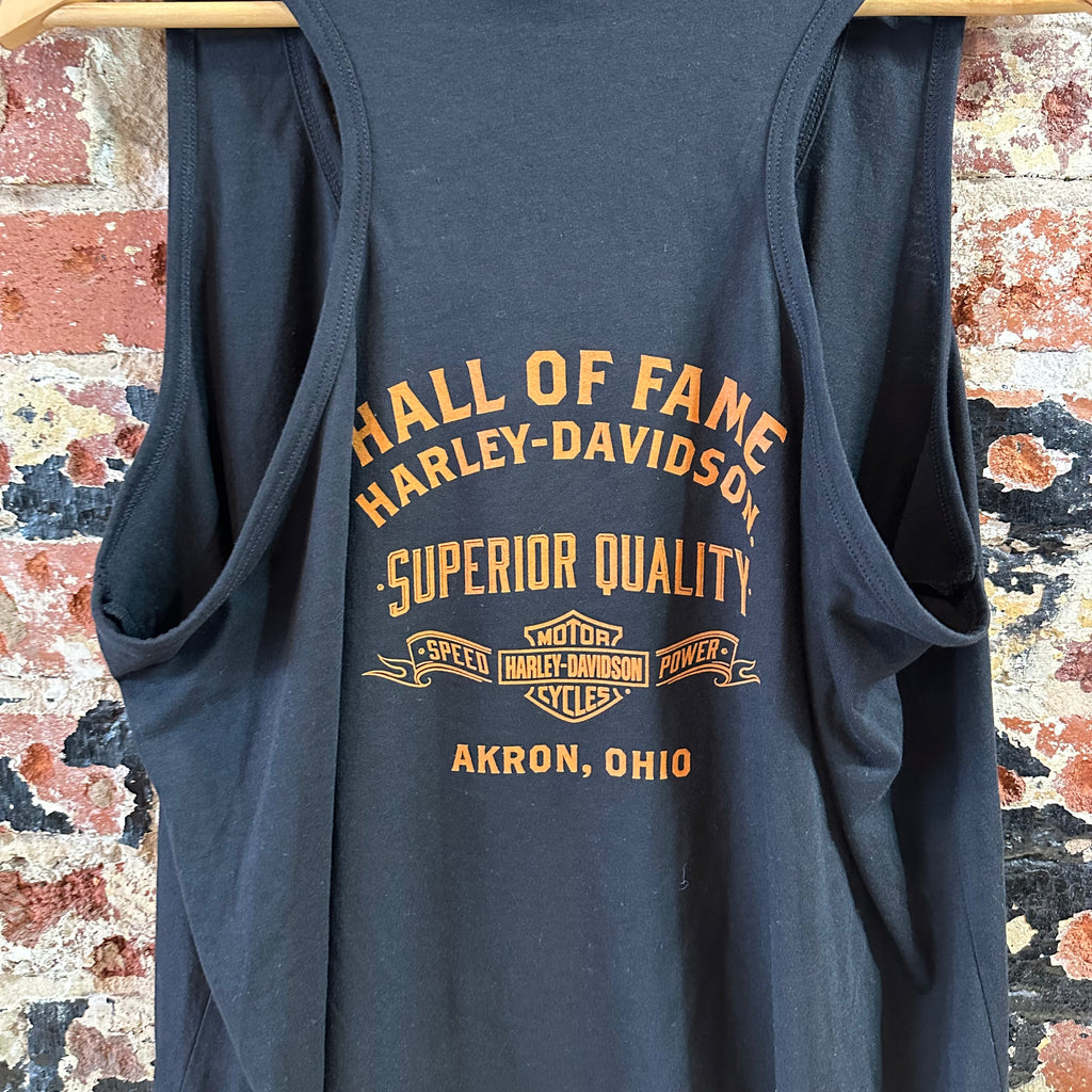 Harley Davidson Women's 2XL Tank Top Black Hall of Fame Ohio Flame NEW