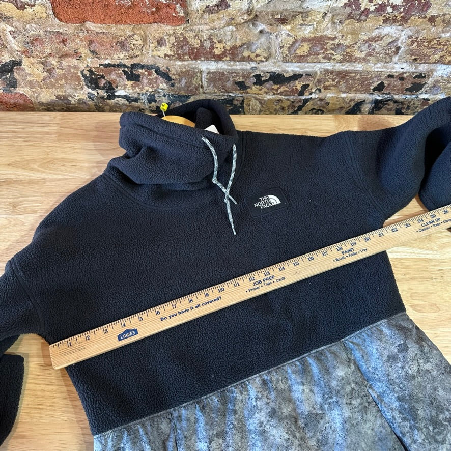The North Face Riit Pullover Womens Medium Black Grey Fleece Cowl Neck