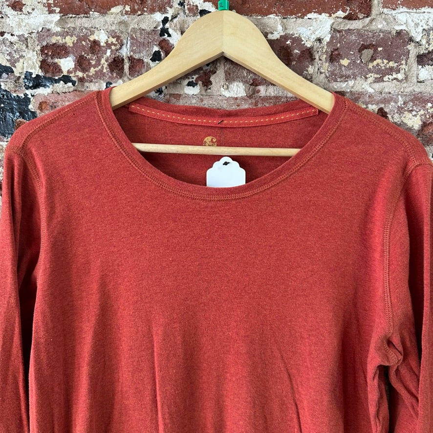 Carhartt T-Shirt Womens XL Long sleeve Work casual reddish orange