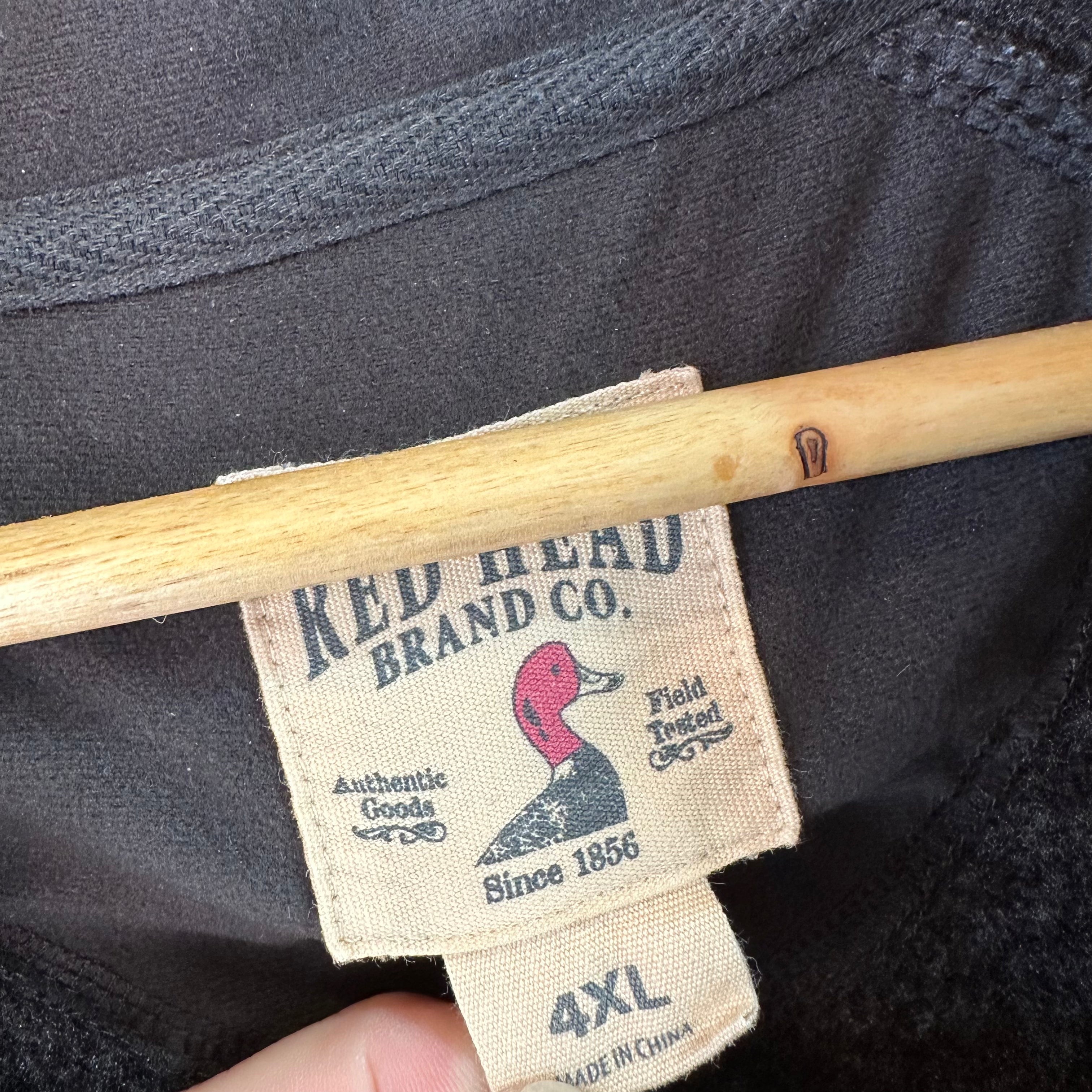 Red Head Pullover Sweater Mens 4XL Brown 1/4 Button Heathered Knit Fleece