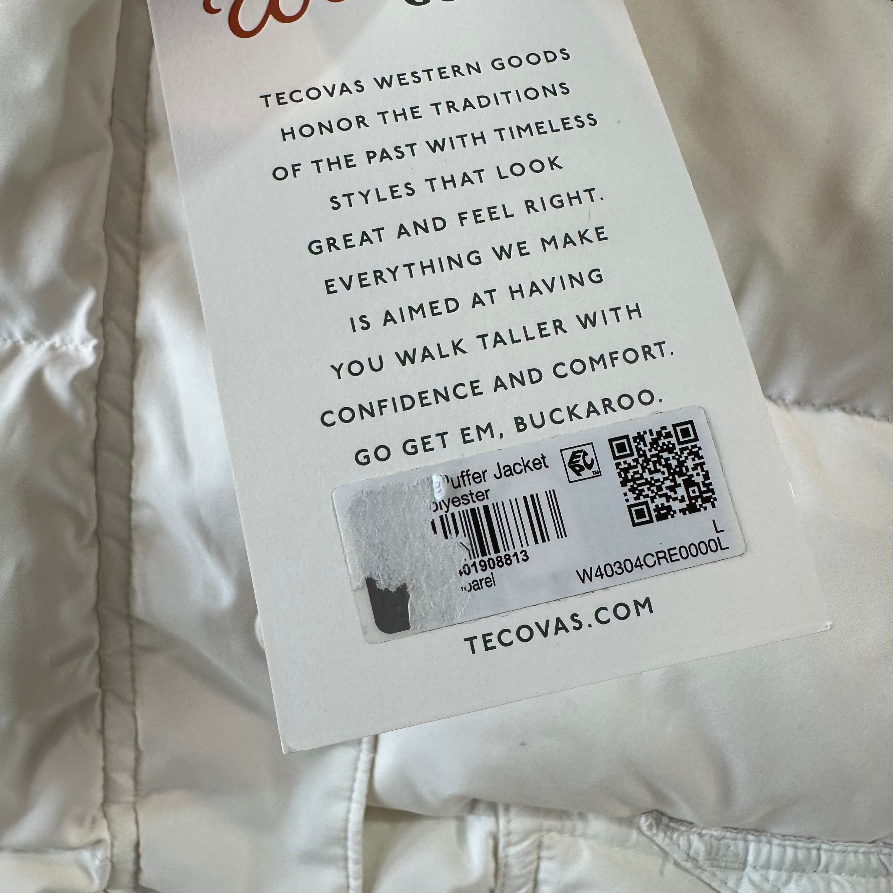 Tecovas Womens Large Puffer Jacket