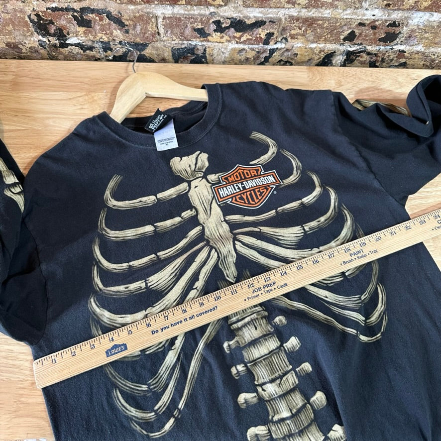 Harley Davidson T-Shirt Mens XL Long Sleeve Rare Skelton Bones