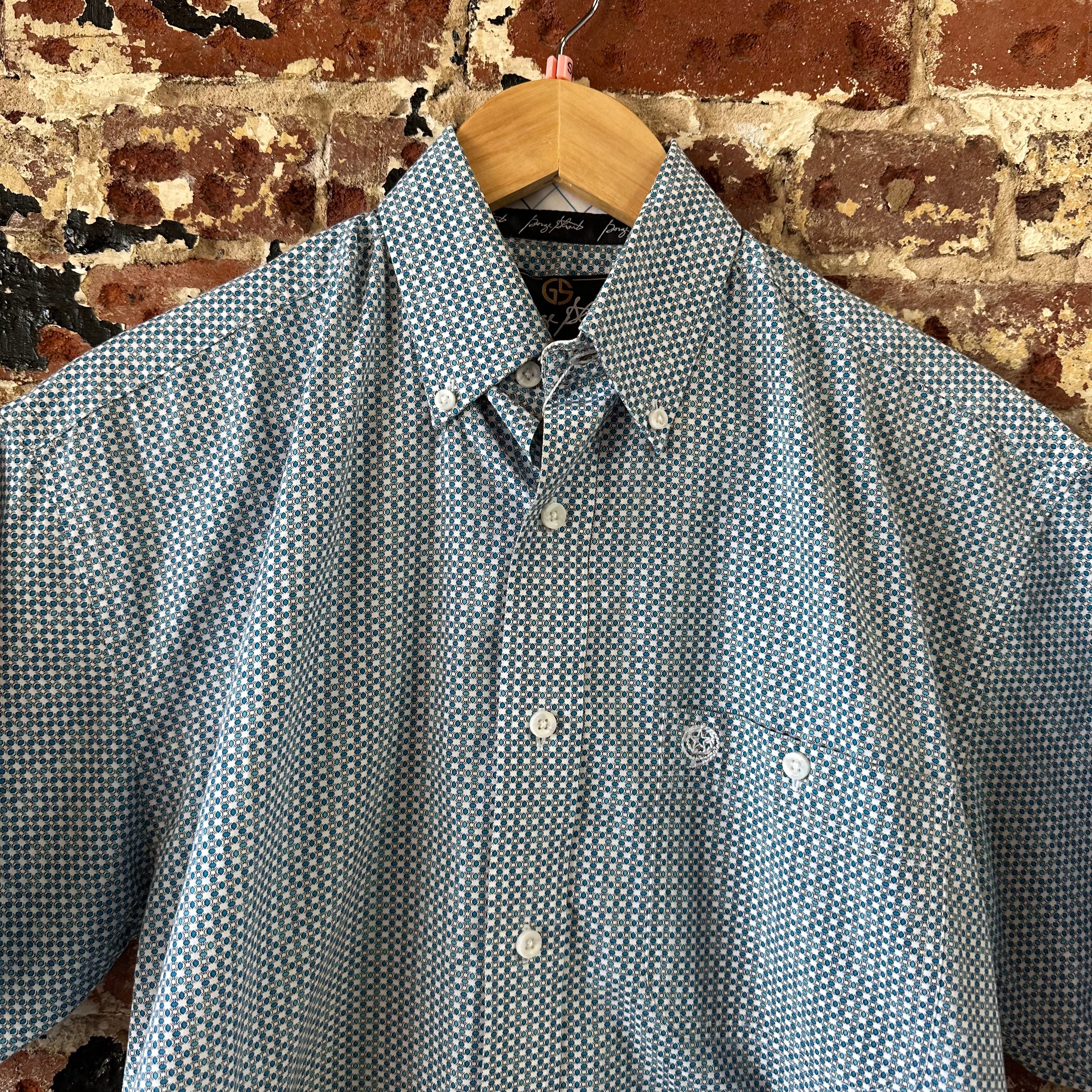 Wrangler George Strait Button Up Shirt Mens Small Western Short Sleeve Blue