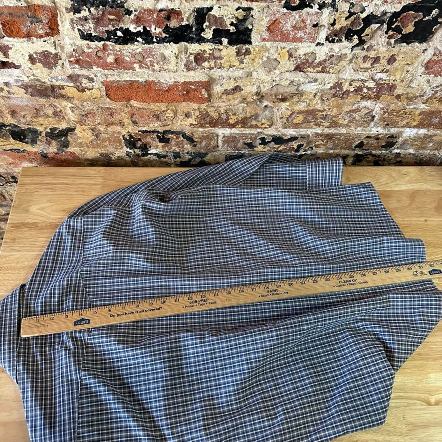 Panhandle Slim Large Shirt Button Down Long Sleeve Blue Western Gray Plaid