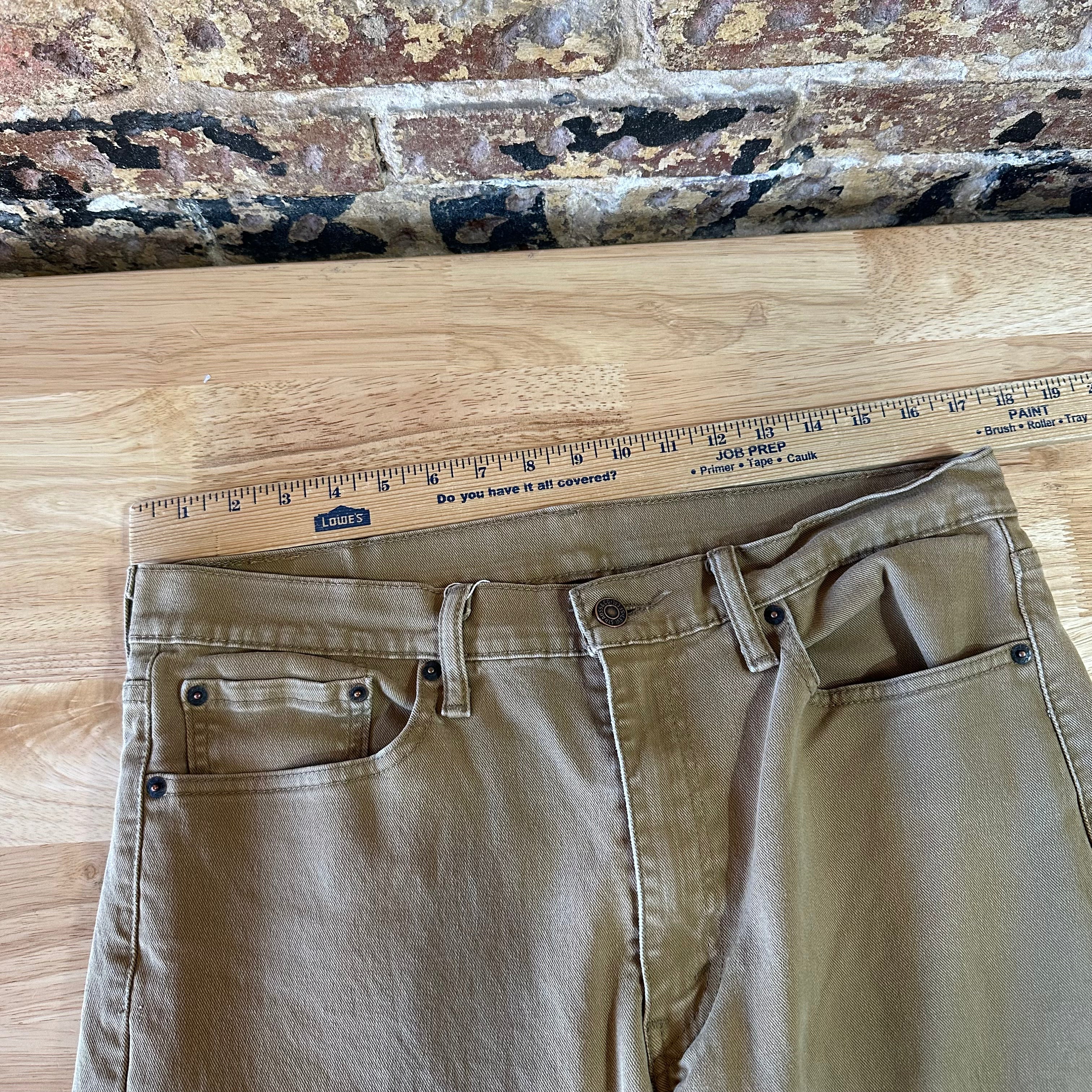 Levis 513 Jeans Mens 34x30 Brown Tan Slim Straight Leg Denim (measures 35x28.5)