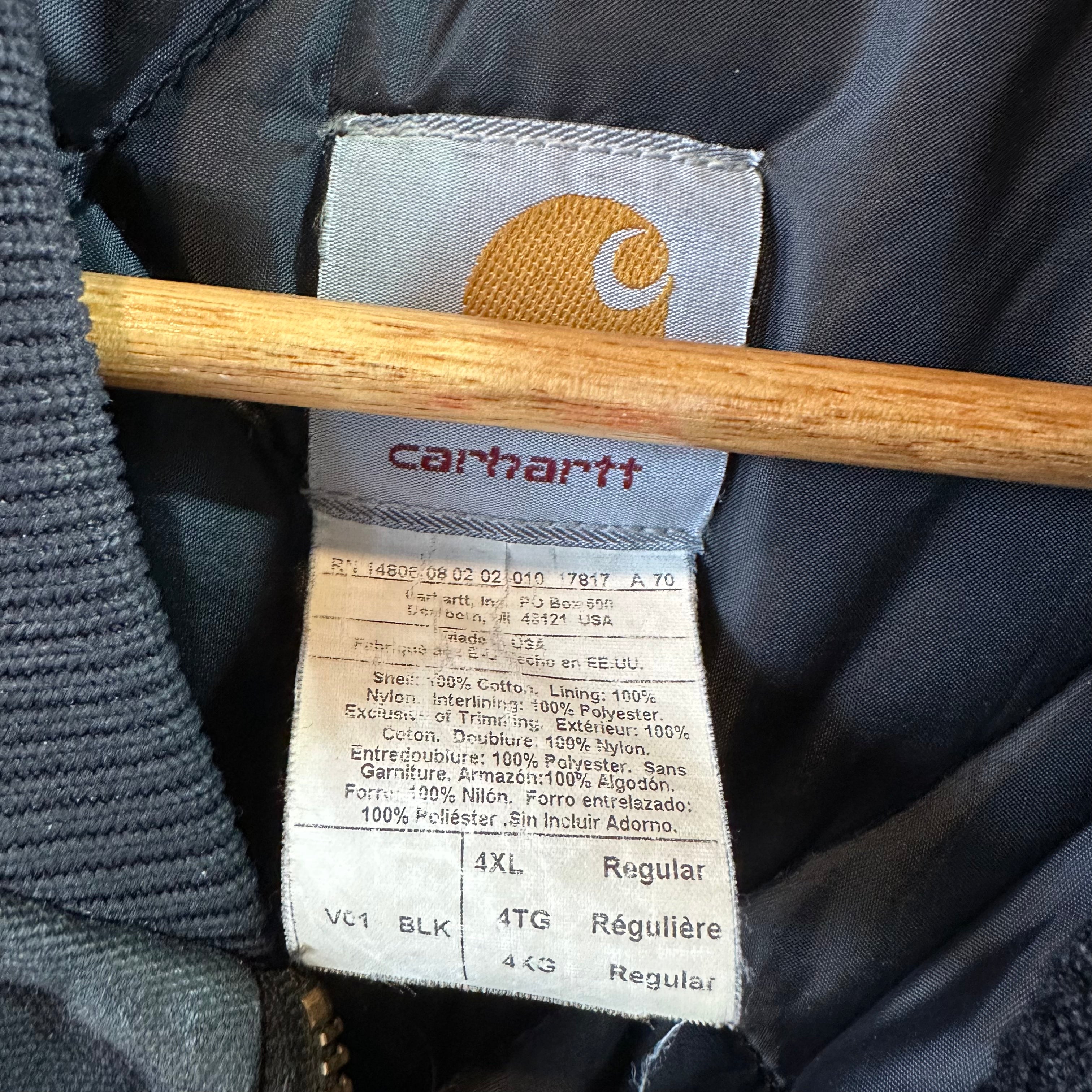 Carhartt Canvas Vest V01 BLK Men's Size 4XL Full Zip Black