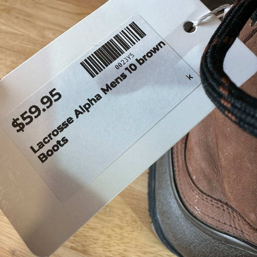 Lacrosse Alpha Iceman Men’s Size 10 Boots 5mm Thinsulate Ultra Brown