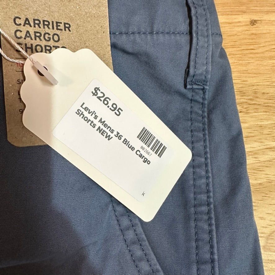 Levi's Shorts Mens 36 Cargo Blue Hiking Camping Levis NEW