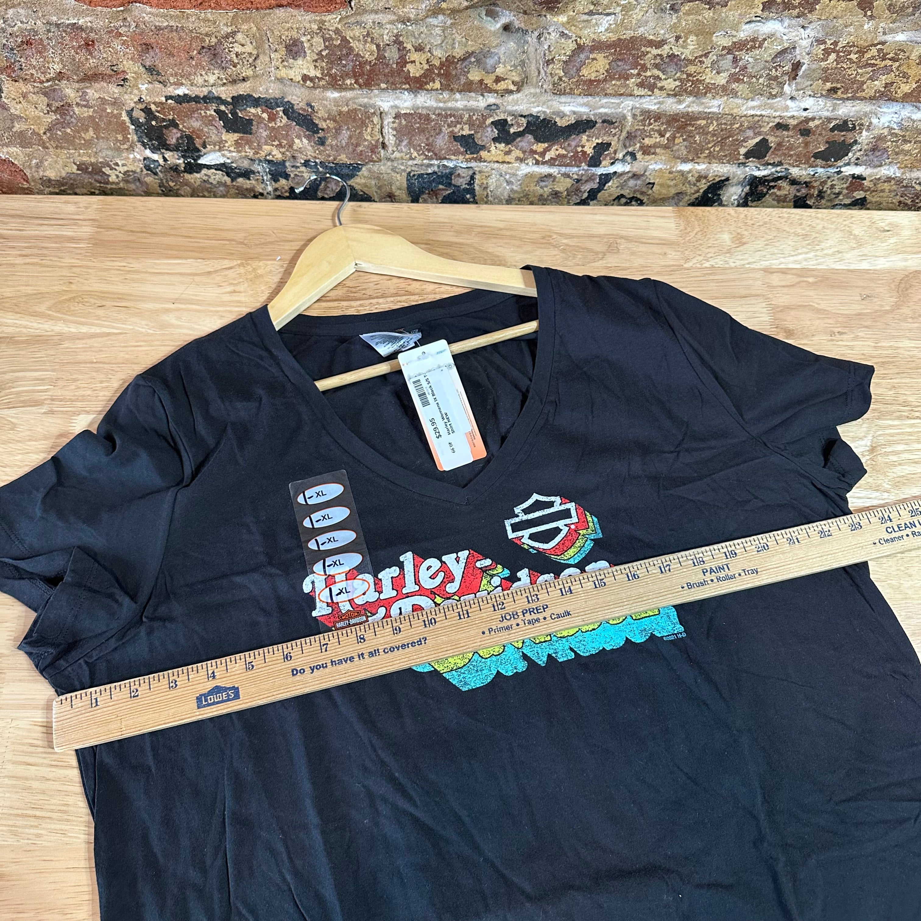 Harley Davidson Women's 1X Short Sleeve Black T-Shirt V-Neck NEW