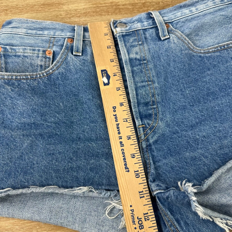 Levi's Cut Off Denim Blue Jean Shorts Womens 30 Distressed - 2.5" inseam