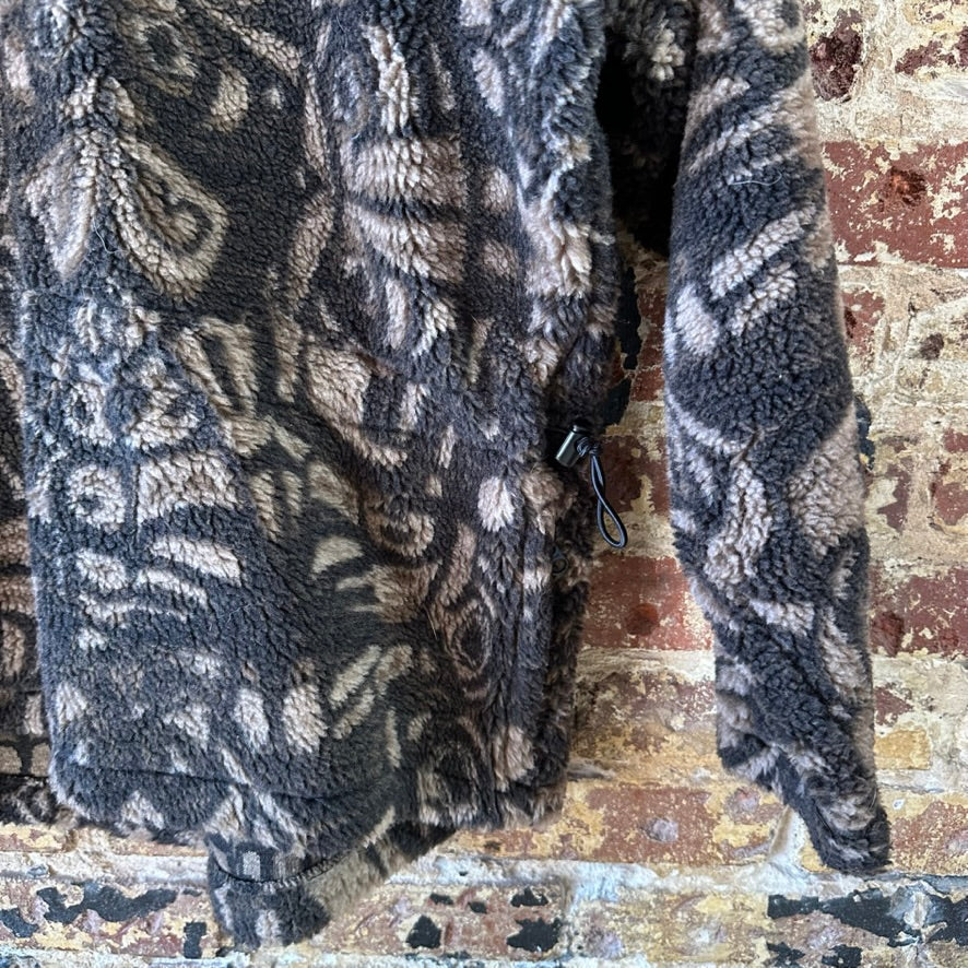 VTG THE NORTH FACE Womens Large 1/2 Zip black Brown Fleece Aztec expedition