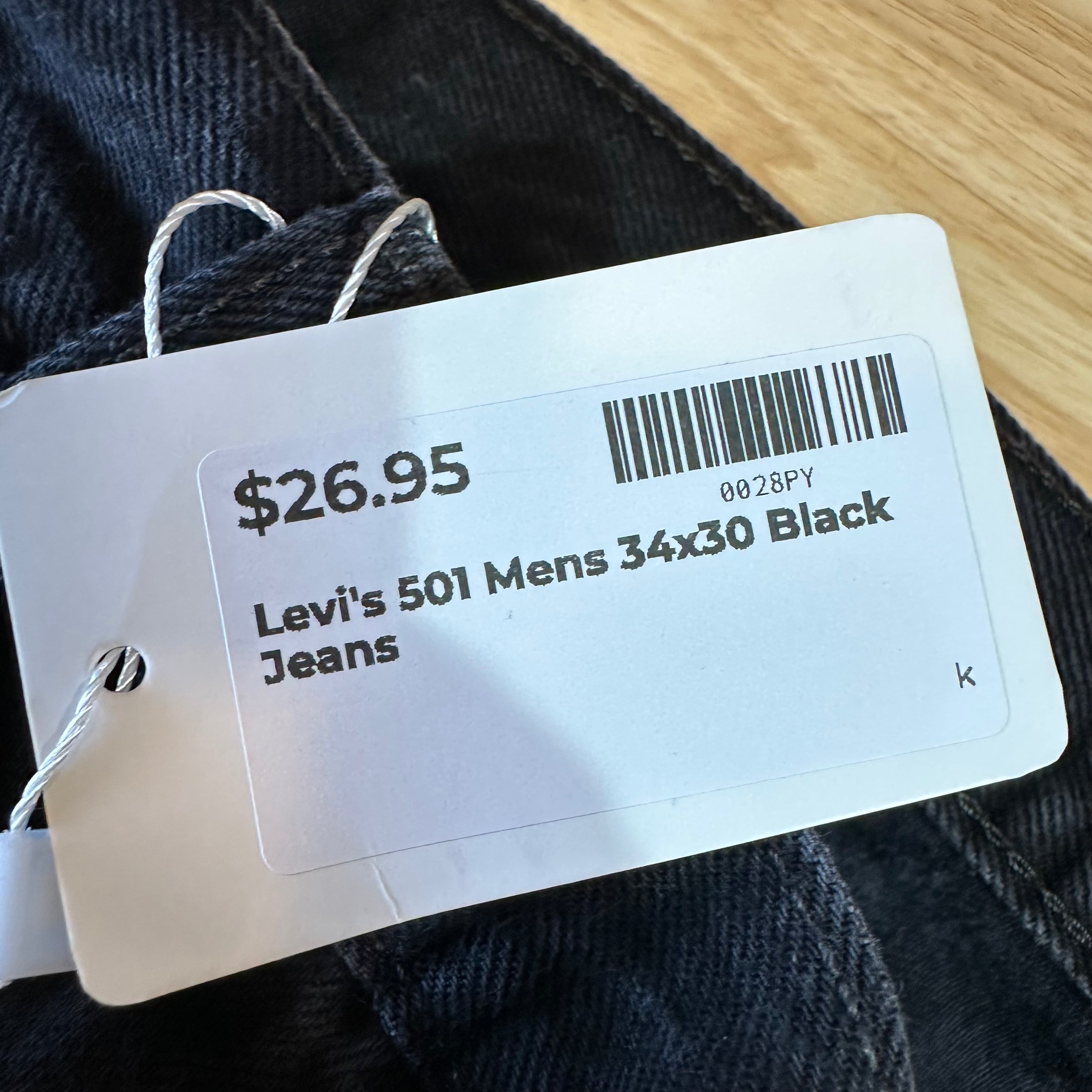 Levi's Mens 34x30 Black Jeans