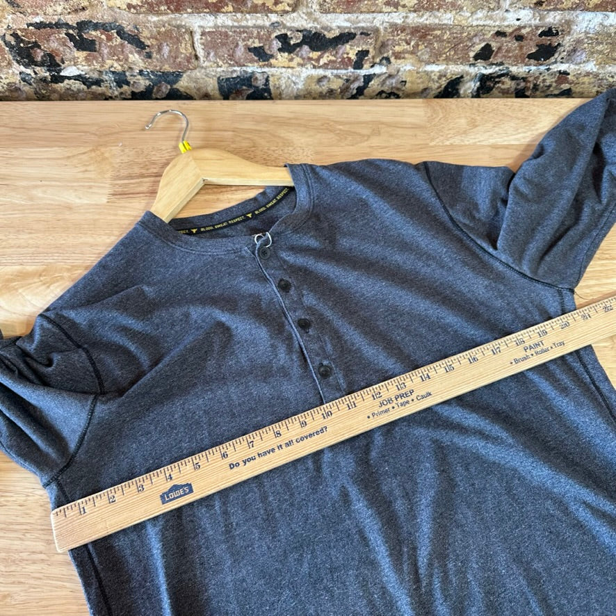Under Armour Project Rock Henley Shirt Med Gray 3/4 Sleeve HeatGear Blood Sweat