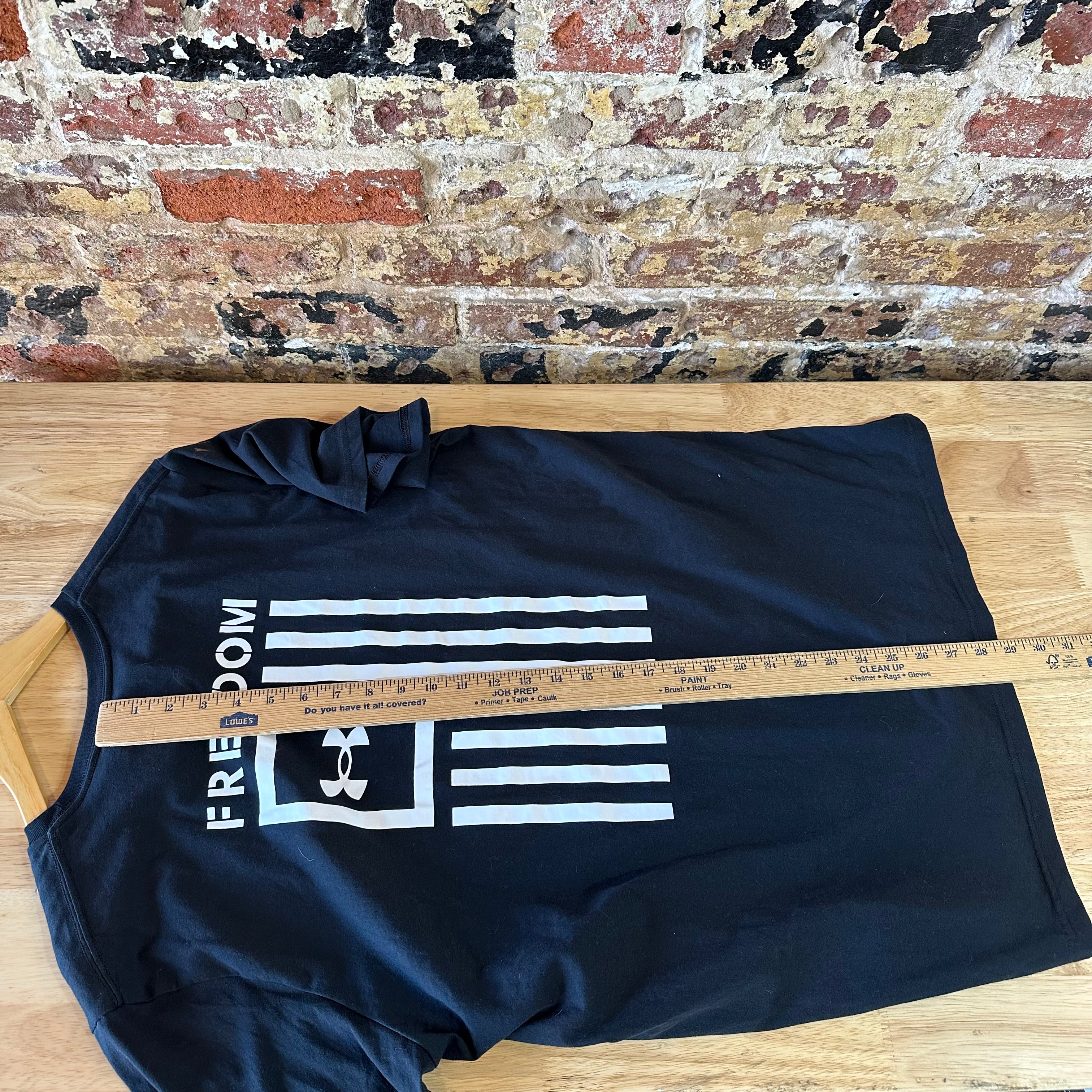 Under Armour Heatgear Mens XL Black Freedom Polyester Cotton Blend T-Shirt