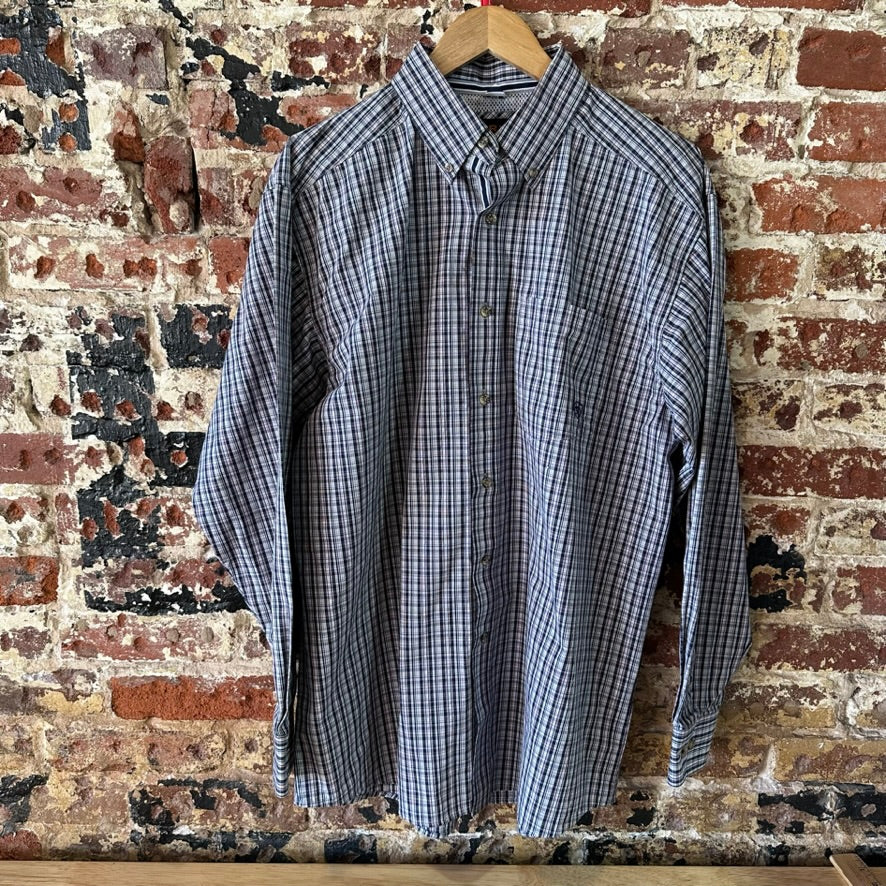Ariat Pro Shirt Mens Large Button Down plaid Western Cowboy Rodeo long sleeve
