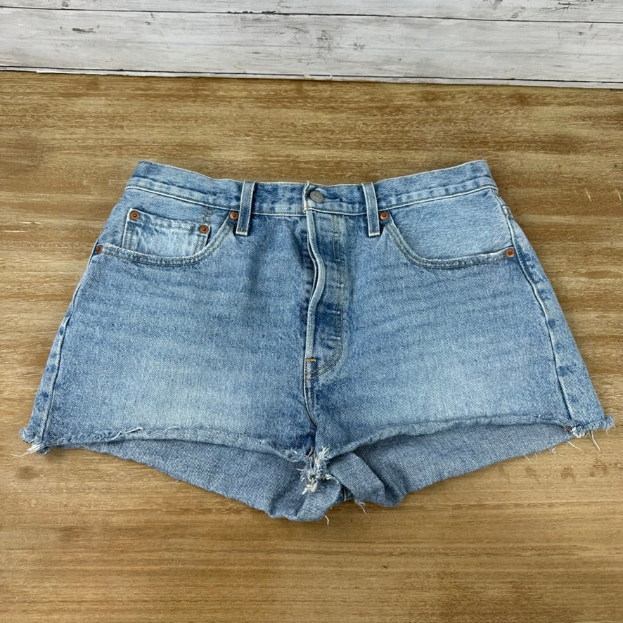 Levi's Cut Off Denim Blue Jean Shorts Womens 32 Distressed - 32x2"
