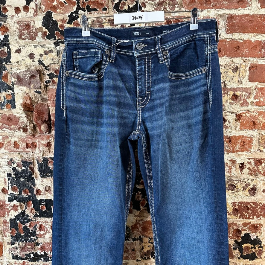 BKE Mens 34x34 Blue Jeans