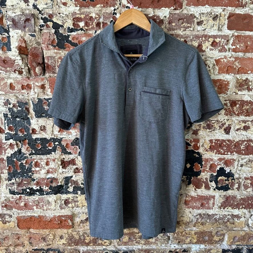 Prana Polo Shirt Mens Small Gray Golf Short Sleeve Casual Work