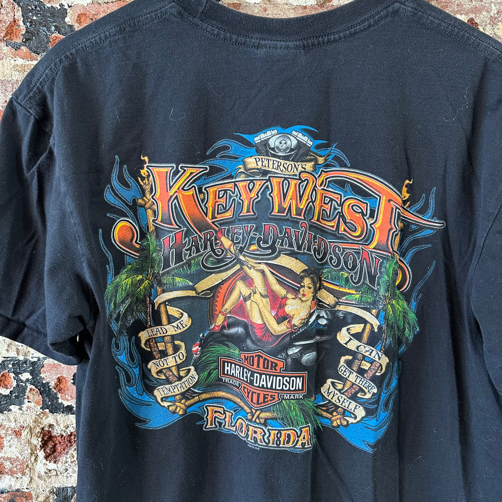 Harley Davidson Key West T-Shirt Mens XL Black Beach Biker Short Sleeve Peterson