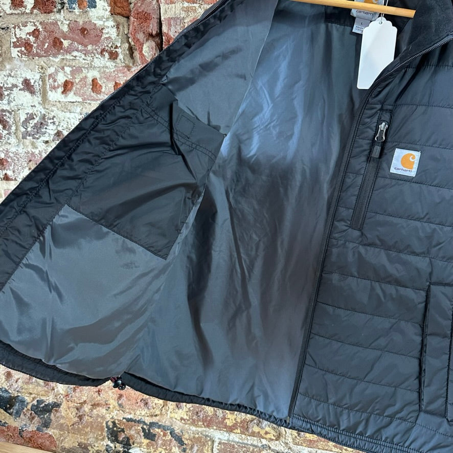 Carhartt Puffer Vest Rain Defender Mens Large Black Zip Up Relaxed