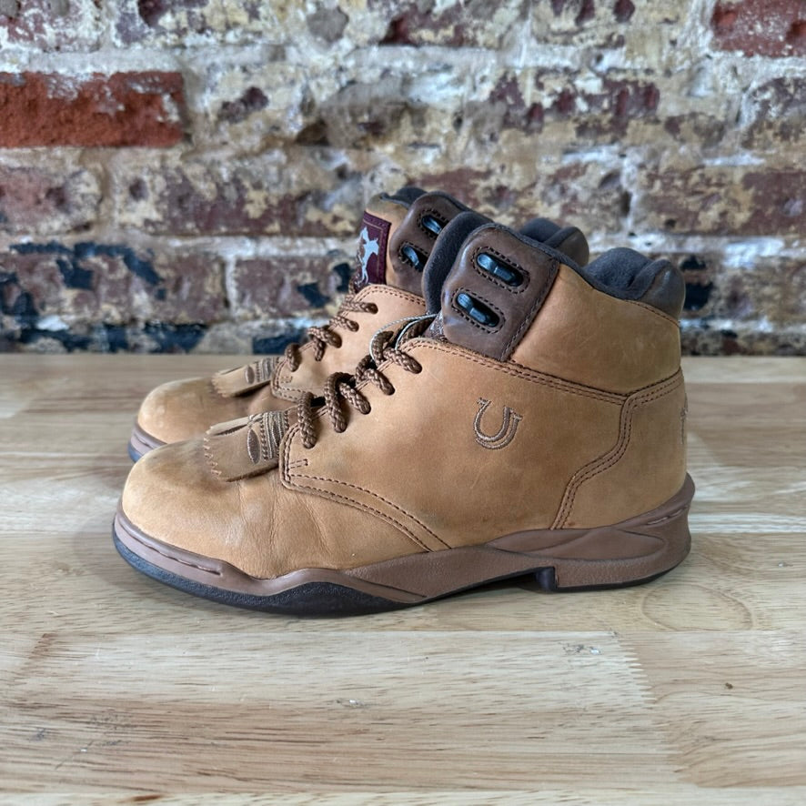 Roper Boots Womens Size 7 Brown Leather Lace Up Ankle Kiltie Horseshoes Western