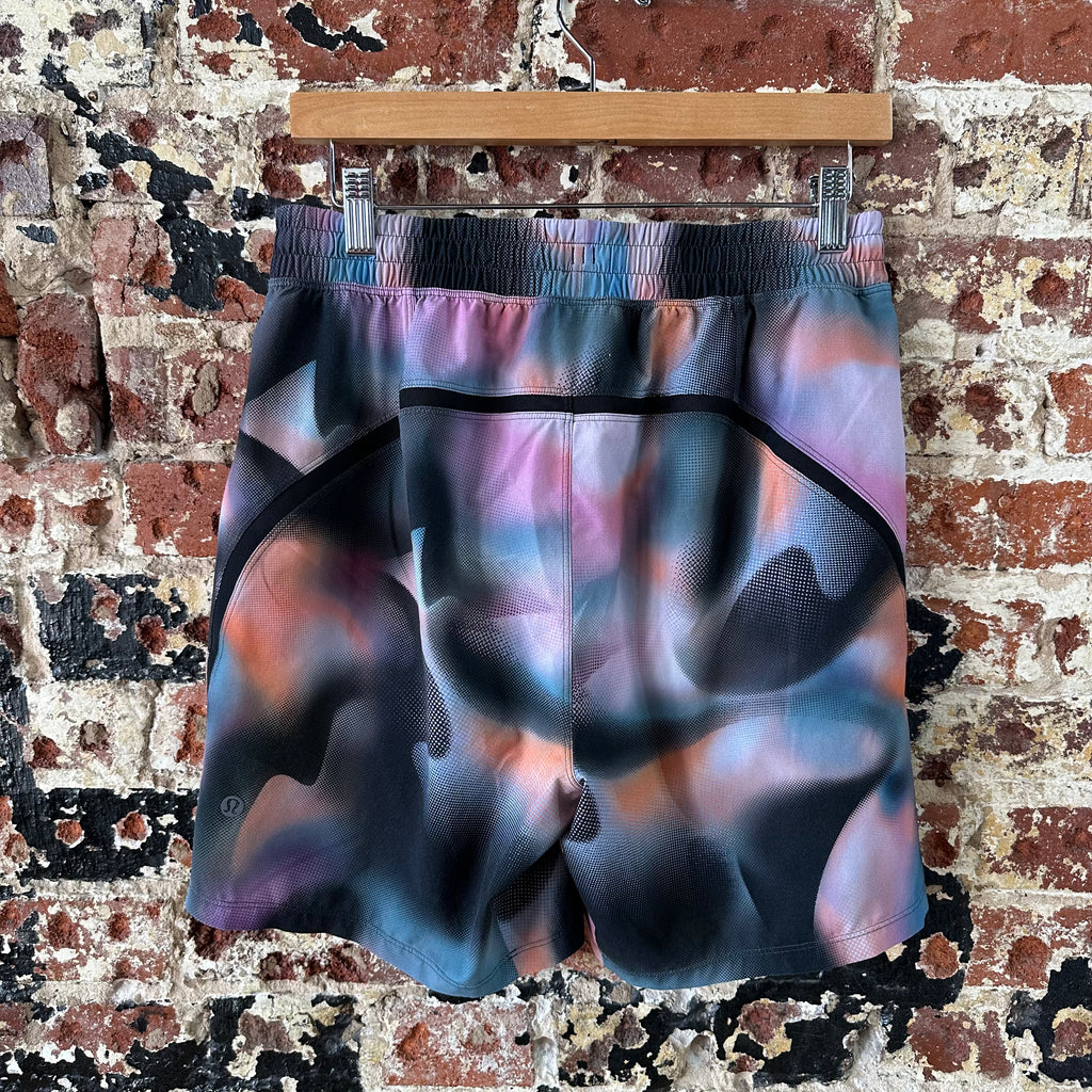 Lululemon Shorts Mens Medium Black Orange Pacebreaker Linerless Chromadrift