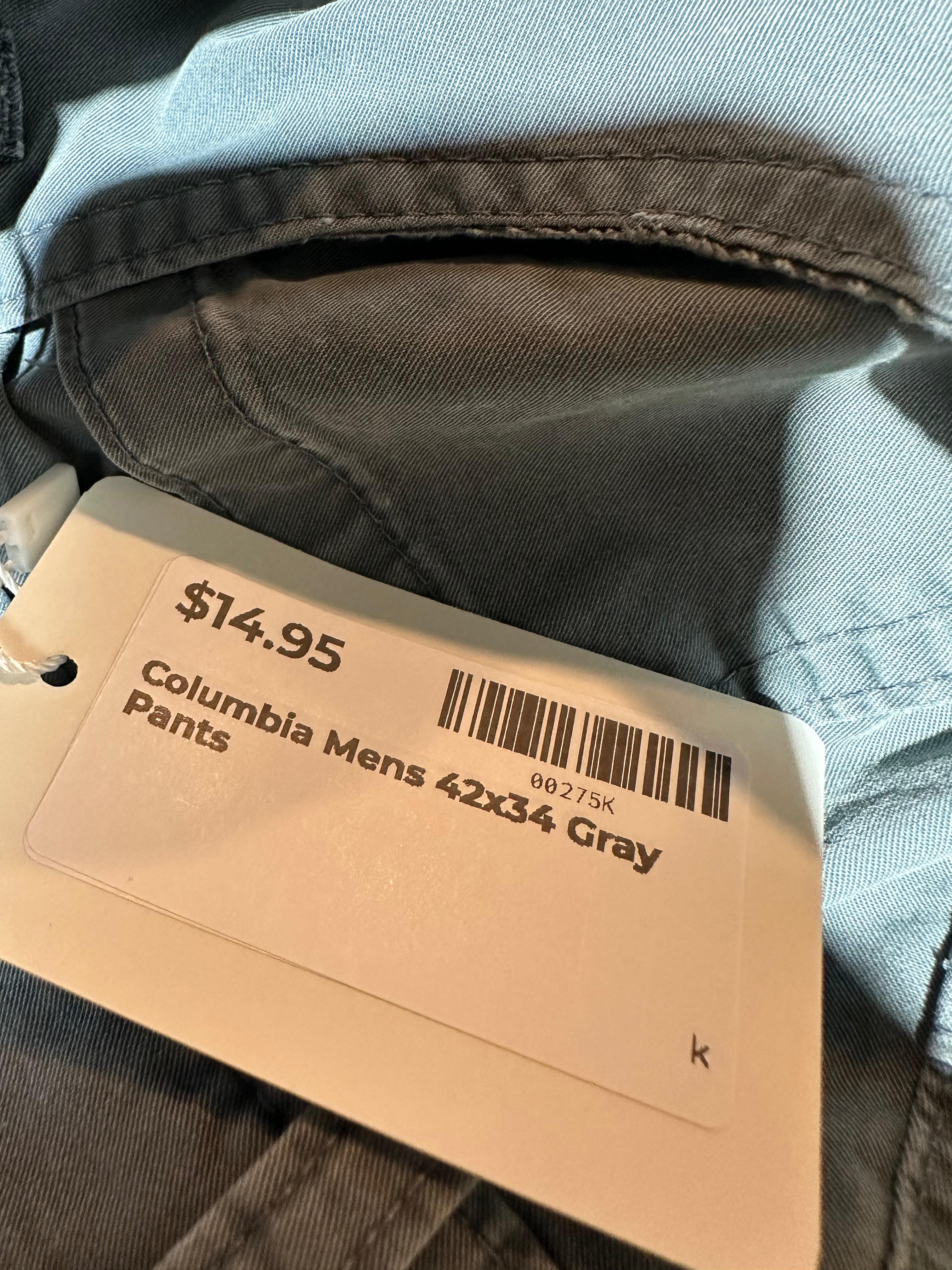 Columbia Mens 42x34 Gray Pants